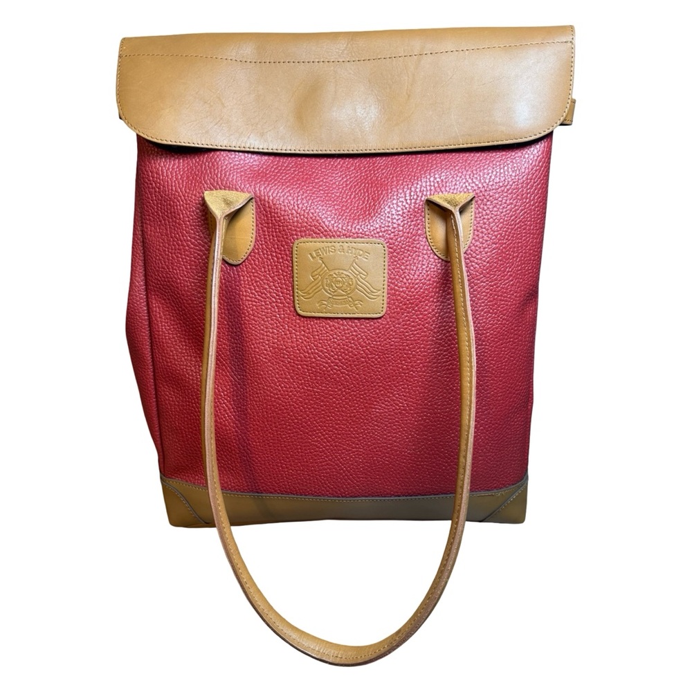 Lewis & Hyde Red Pebbled Tote with Genuine Leather Trim – excellent